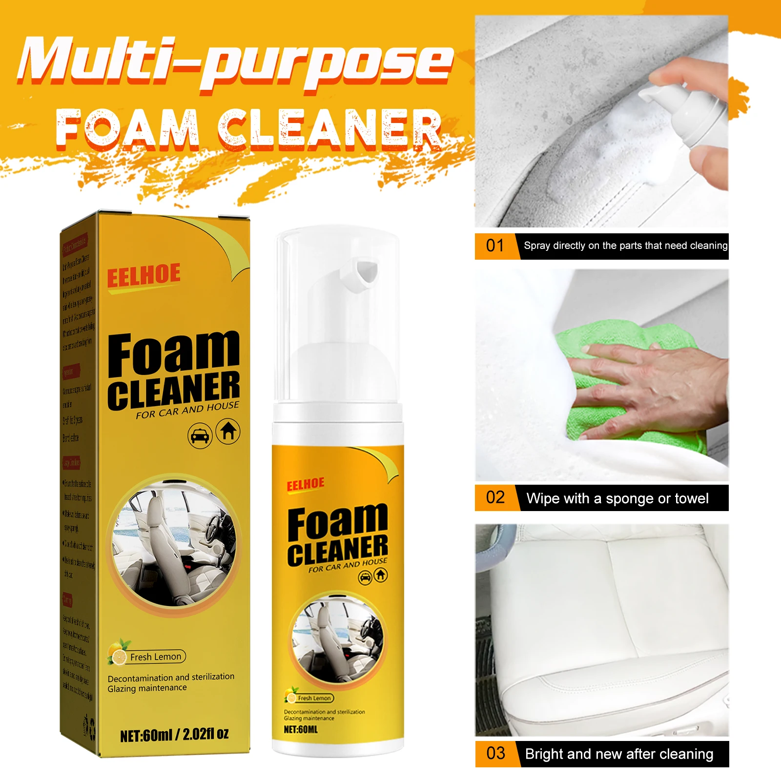 30/100ML Multi-Purpose Foam Cleaner Leather Clean Wash Automoive Car Interior Home Wash Maintenance Surfaces Spray Foam Cleaner