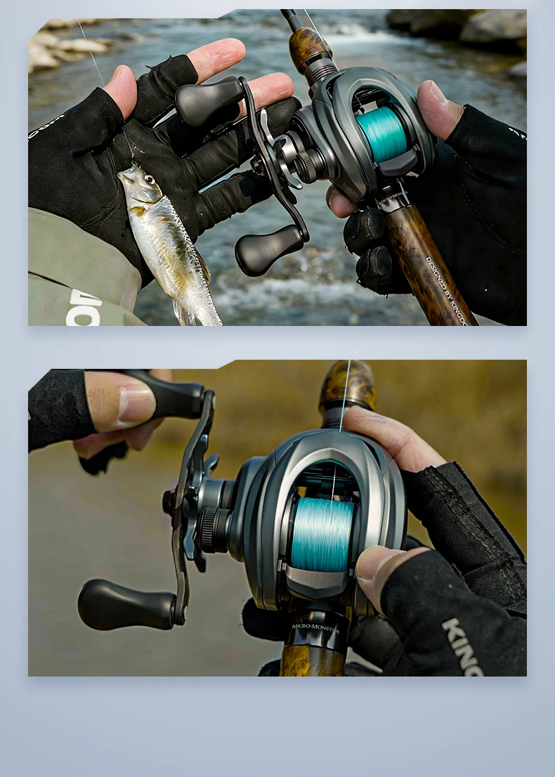 KINGDOM Carbon Micro Monster Mix Baitcasting-Rolle 128g Übersetzungsverhältnis 7.6:1 8.6:1 Casting-Rolle 4KG Max. Bremskraft Angelrolle Angelzubehör – Detail 18
