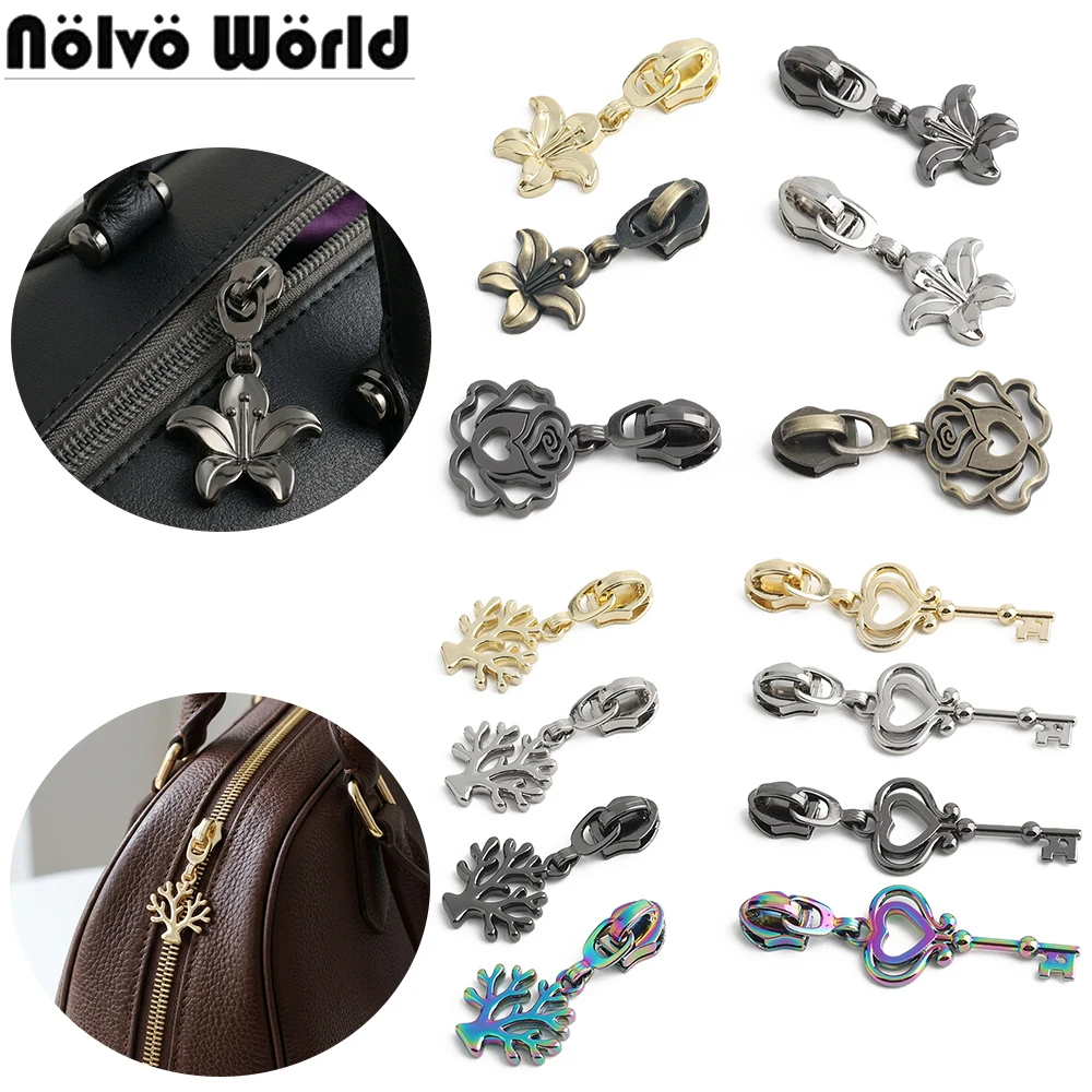 10/30/100PCS Lily,Key,Coral Shape 5# Thickened Zipper Slider For Nylon Zips Bags Purse Down Jackets & Coats Clothing Accessories