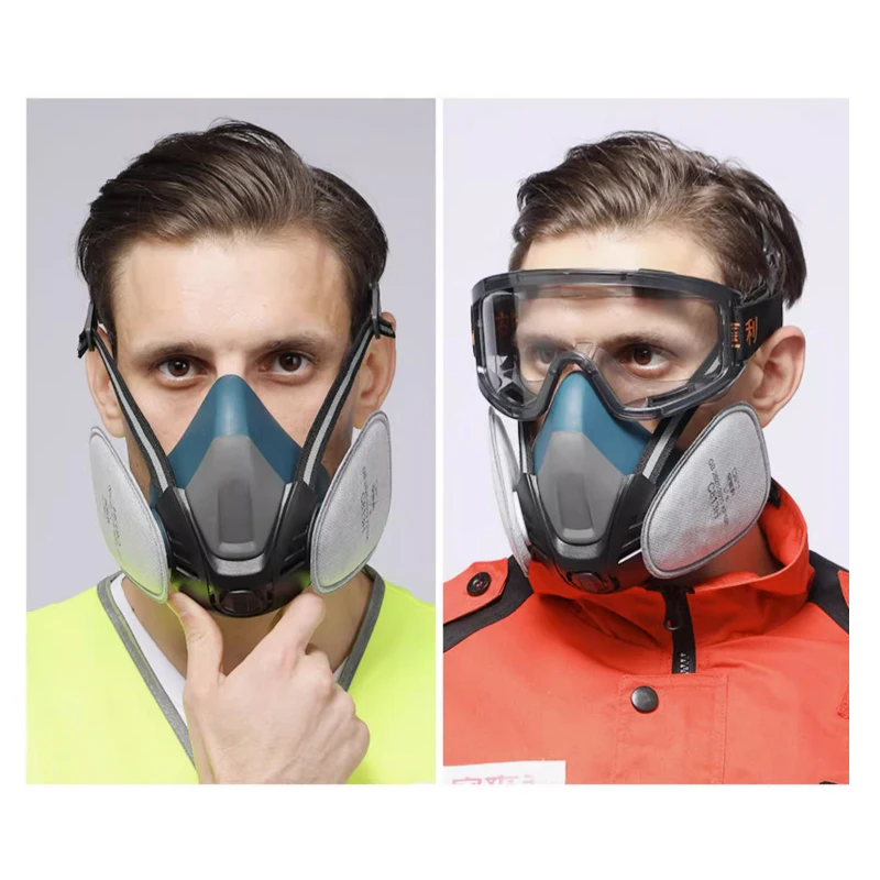 XYEHS Half Face Dust Mask Respirator with 2x Dust Cotton Twin Filter TPE Face Shield for Industrial Workshop Polishing Painting