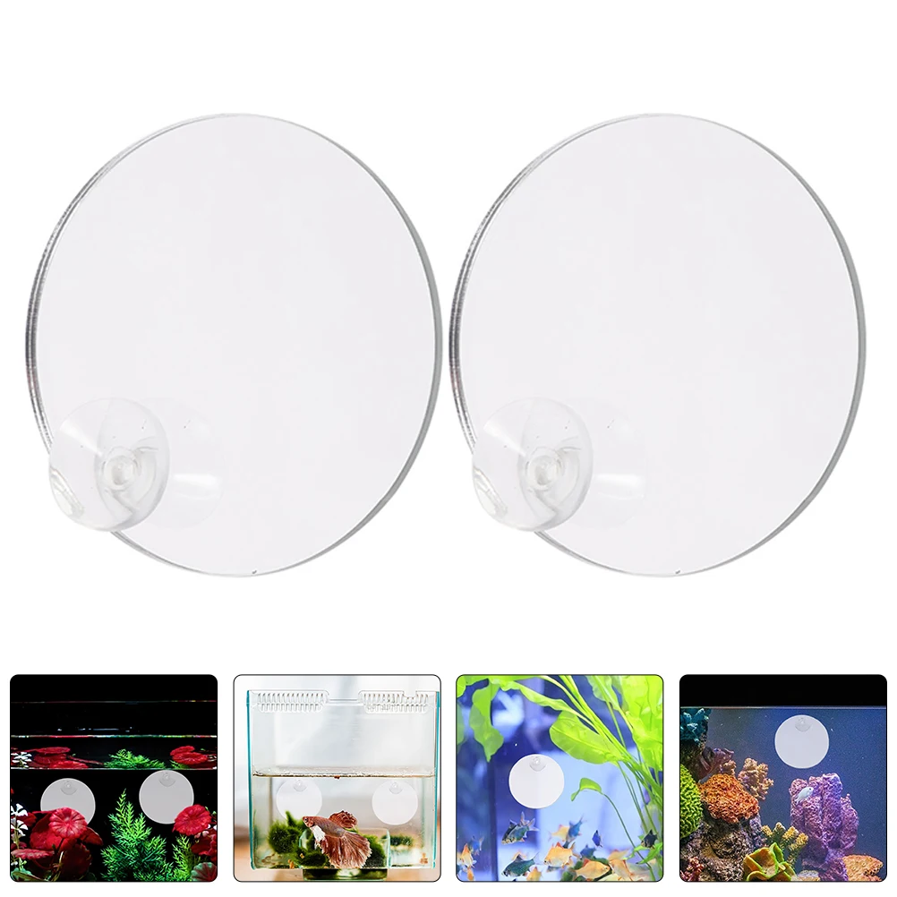 

2Pcs Betta Fish Mirror Acrylic Dual Sided Suction Cup Aquarium Floating Mirror Betta Training Accessory Fish Tank Enhancer