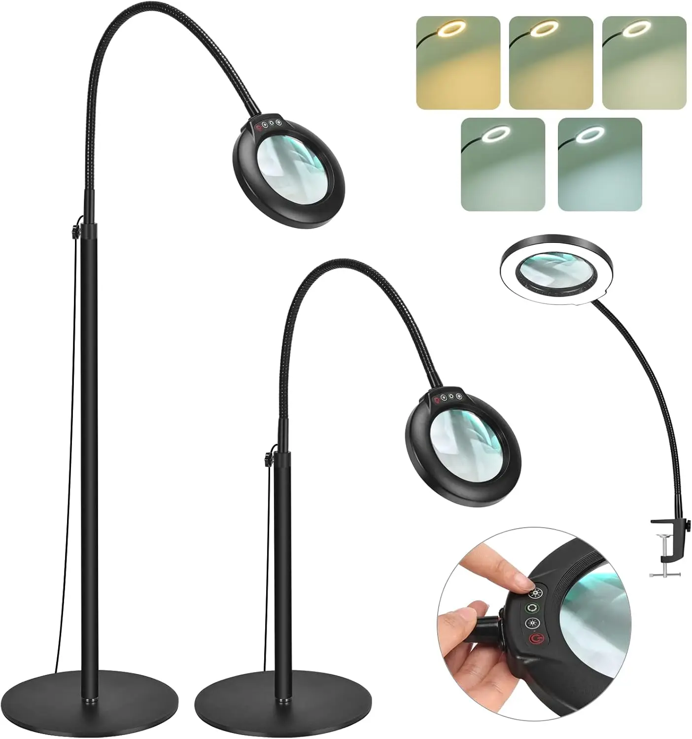 Drdefi 10X Magnifying Floor Lamp With Light, 24