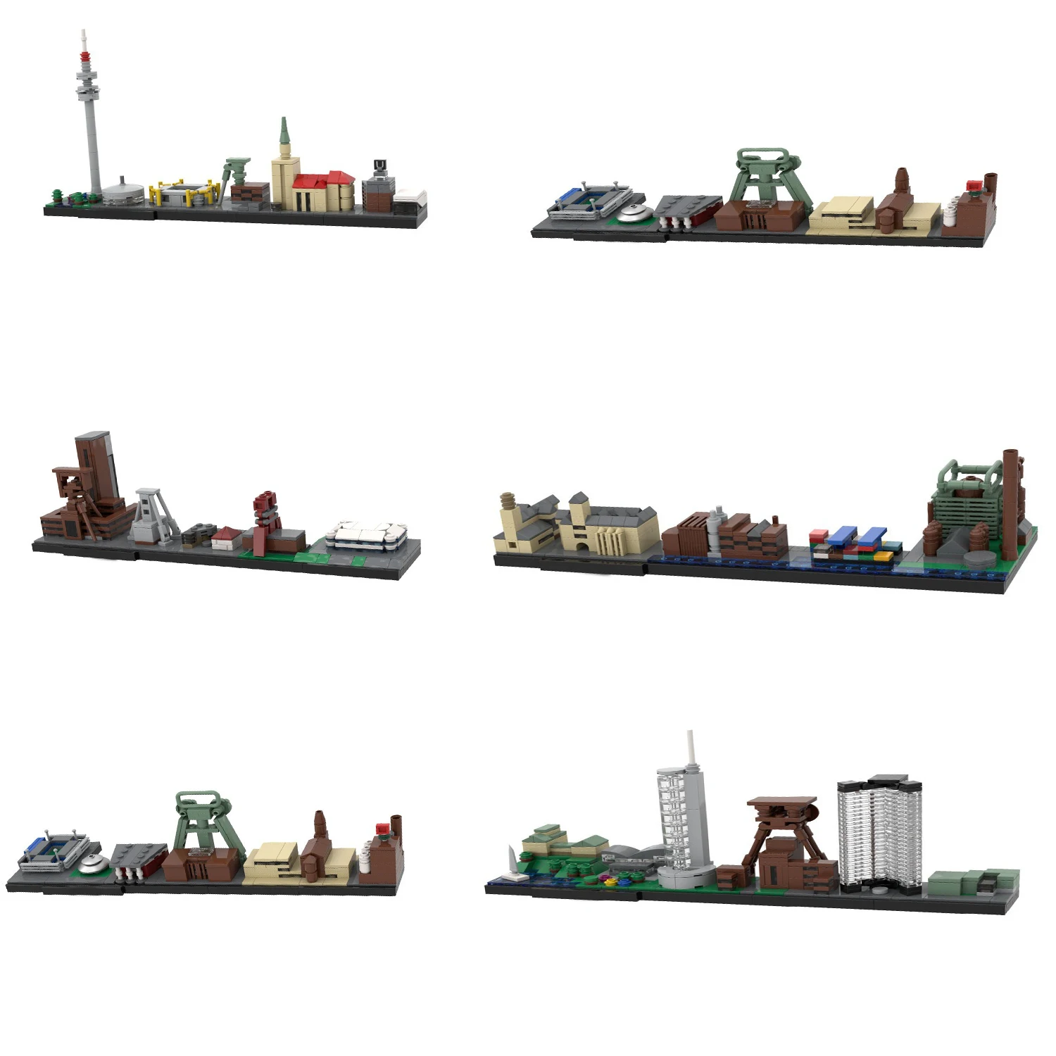

MOC German Ruhr Skyline Series Building Blocks: Gelsenkirchen, Duisburg, Bochum, Essen, Dortmund - Boys' Building Bricks Toy