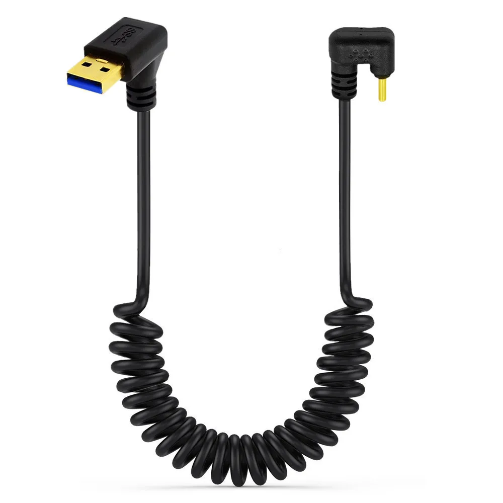 Cavo di prolunga a molla placcato oro Cavo di collegamento per ricarica dati da USB 3.0AM a tipo C per computer, laptop, telefono cellulare