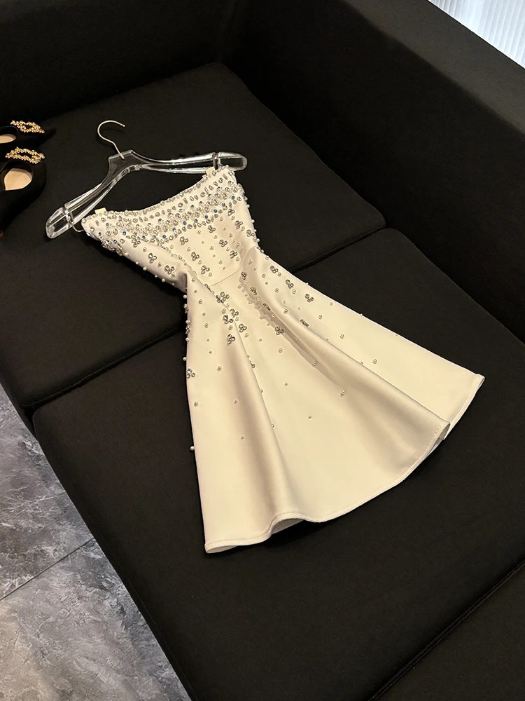 

Ele Beaded Strapl High Waist Gown for Women Summer Ci Commute Faionable Slimming Dinner Dr WY006