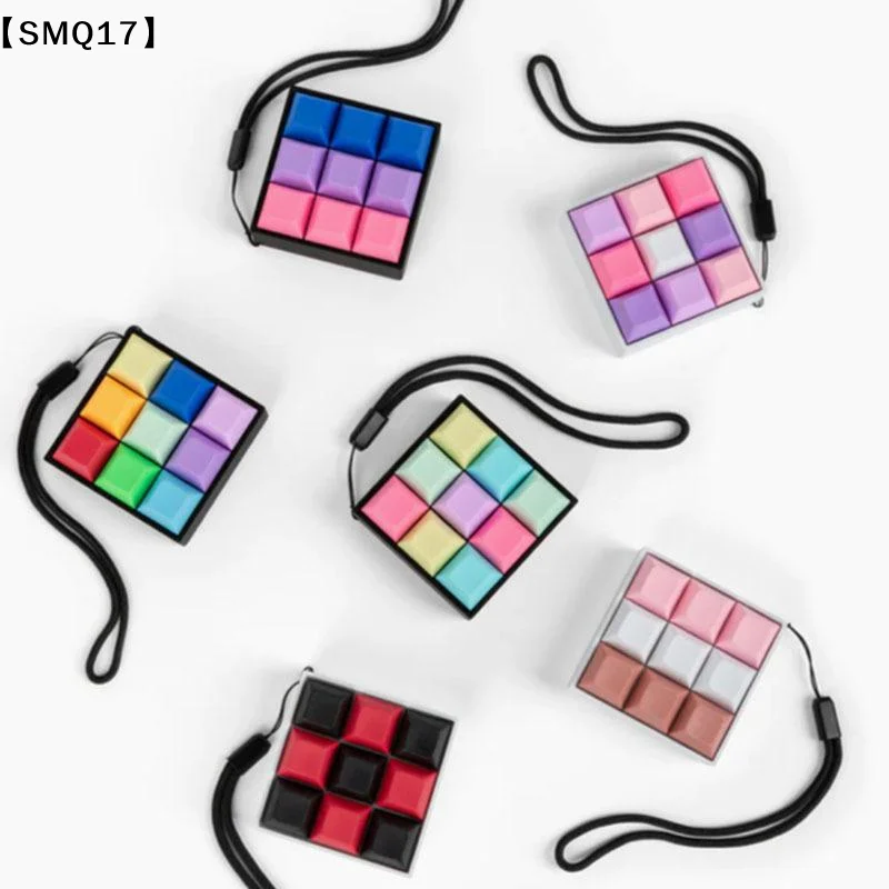 9 Keys Portable Keyboard Clicker Fidget Keychain Set Buttons For Sensory Stress Relief Ideal For Office Travel Bag Pandent【SMQ】