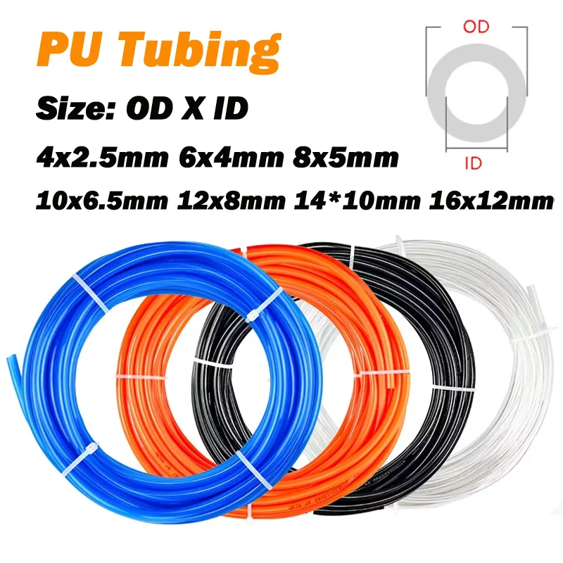 1M/2M PolyurethaneTubing Air Component Hose 4mm 6mm 8mm 10mm 12mm 14mm 16mm Pipe Line Hose Pneumatic Tube for Compressor