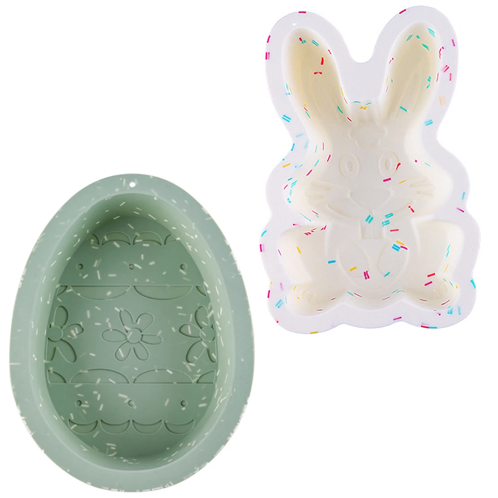

2pcs Resurrection Egg Rabbit Mold Silicone Baking Tools Lovely Cake Molds Easter Dessert Kitchen Supplies Oven Safe