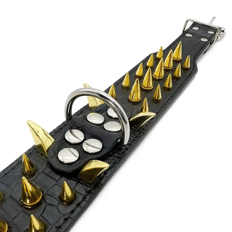 Dog Collar Anti-Bite Spikes Studded Leather Dog Collar Suitable leather leash For Large Dogs