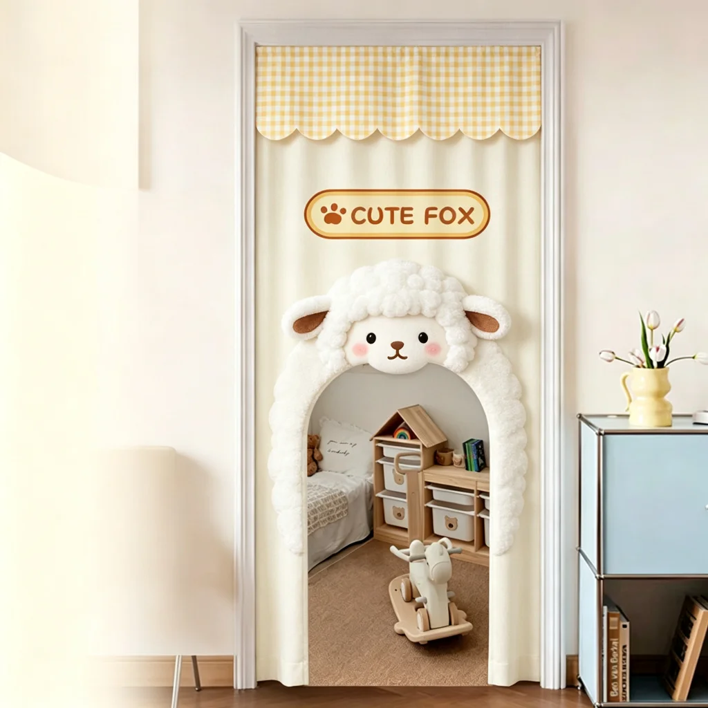 VIKAMA Chick Arched Half Door Curtain Kids Room Bedroom Nursery Cotton Linen Short Curtain Privacy Partition Decor Nursery