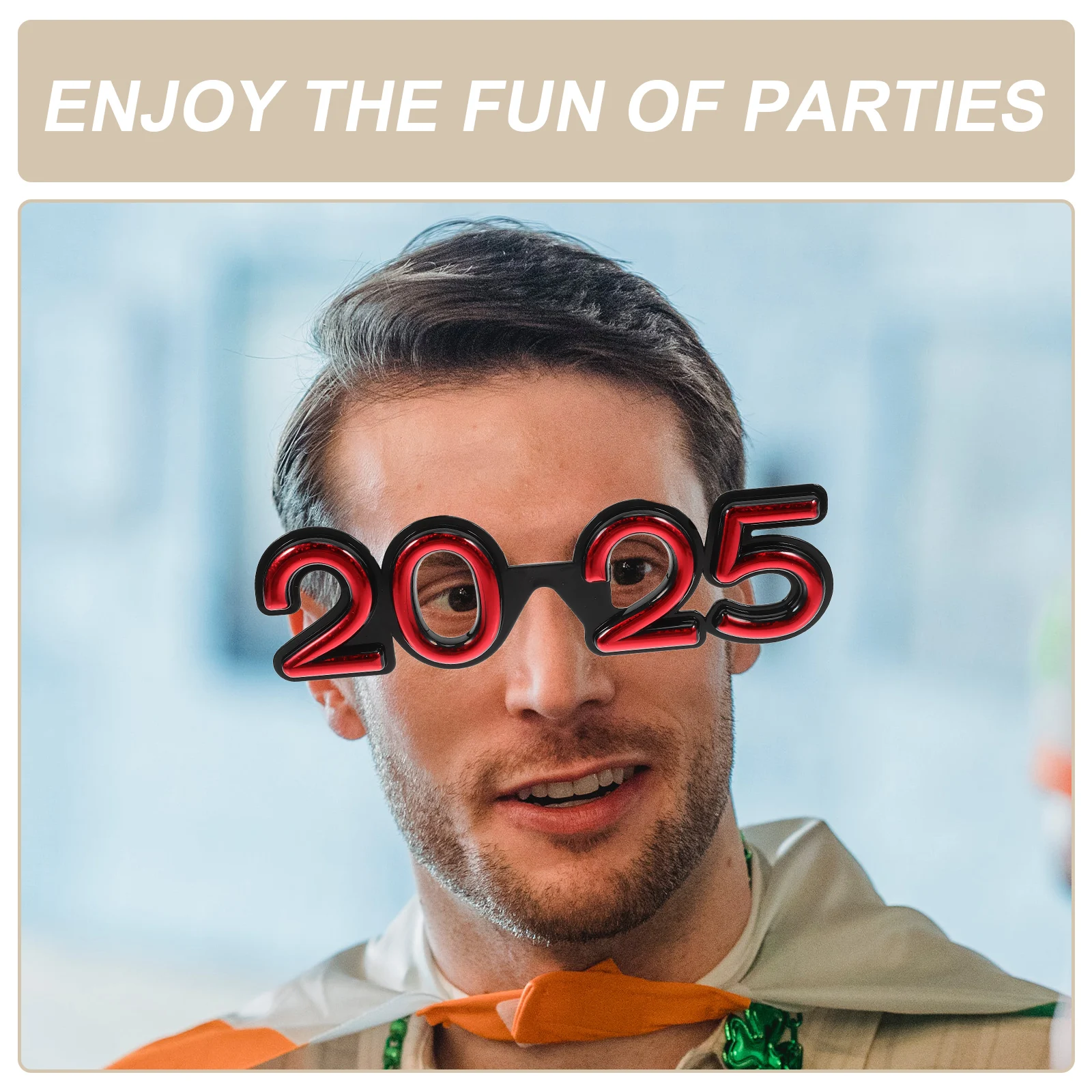 

5 Pcs 2025 Digital Glasses New Year Party Eyewear Festival Decorations Photo Accessories Lightweight Smooth Surface Round Props