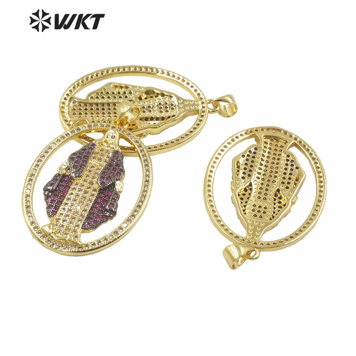 WT-MP278 Unique Fashion Gold Plated Colorful Cubic Zircon Micropave Symble Icon Jewelry Pendants