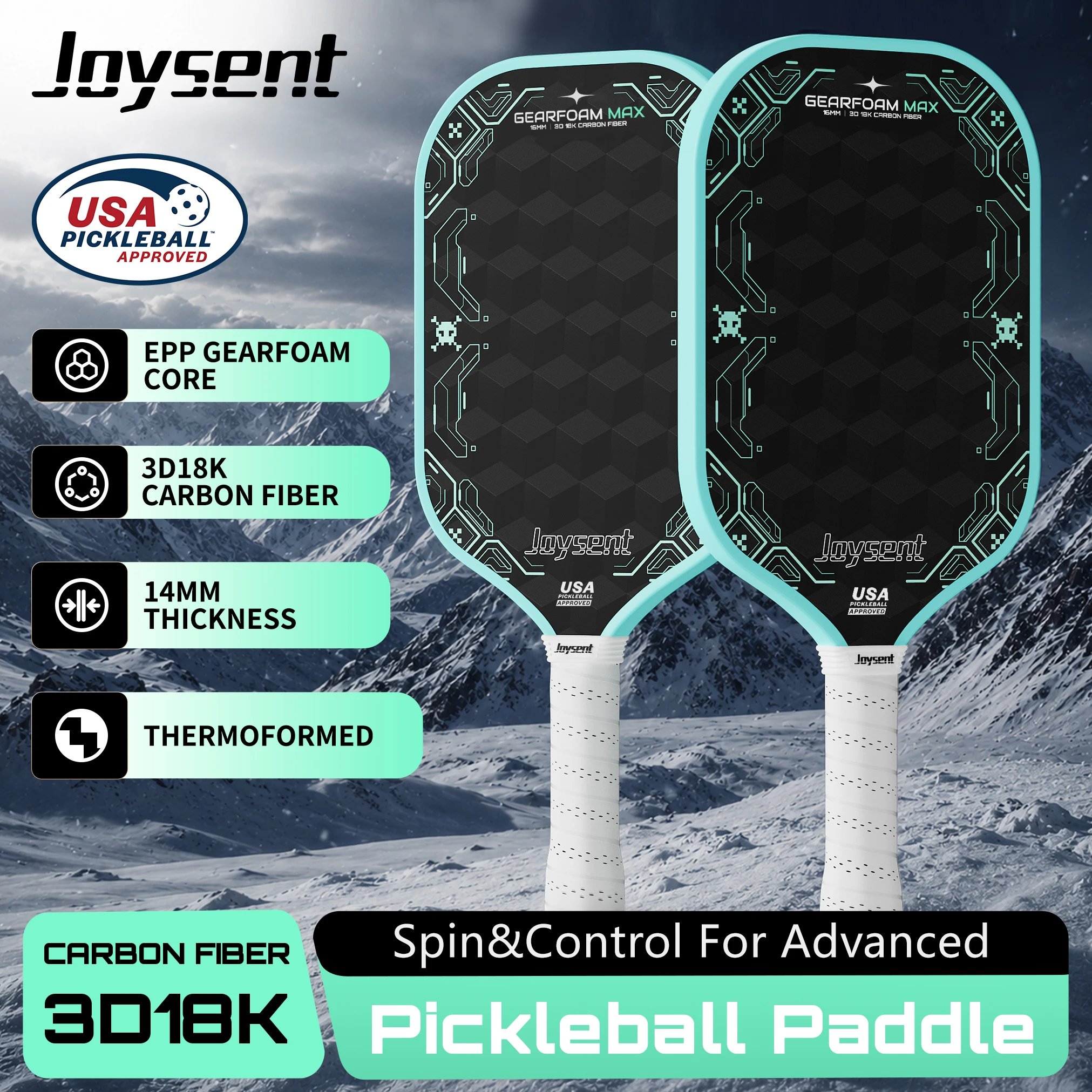 Joysent 3D 18K Raw Carbon Fiber Pickleball Paddle Thermoformed EPP Gear Foam Core 14MM Pickleball Racket For Spin And Control