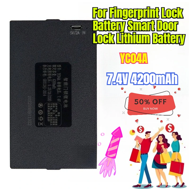 

7.4V 4200mAh YC04A for Fingerprint Lock Battery Smart Door Lock Lithium Battery