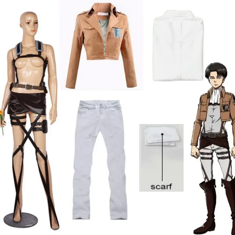 Anime Attack on Titan Levi Ackerman Mikasa Eren Jaeger Soldier Commander Cosplay Suit  Belt Investigation Corps Freedom Wings