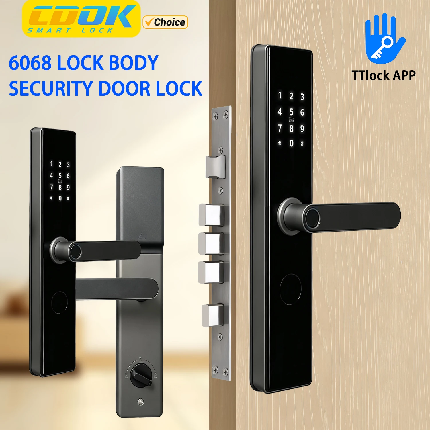 CDOK M90 TTlock Bluetooth Smart Lock, Anti-theft Door Lock, Entrance Door Lock, Multi-functional Unlocking