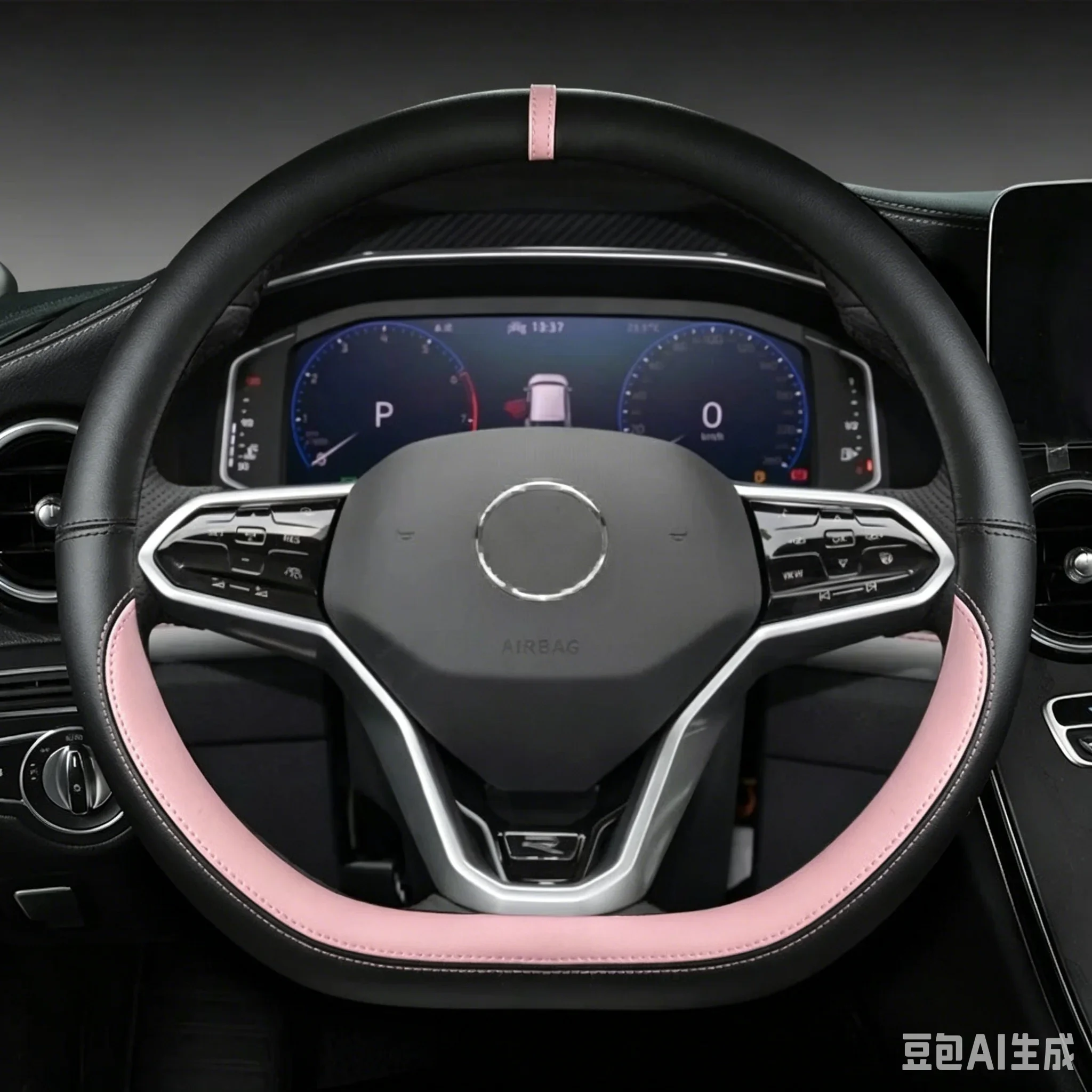 D Shape Car Steering Wheel Cover For VW Sharan Passat Caddy Touran Tiguan 2015-2021 Teramont Atlas T-Roc T-cross 2017-2021