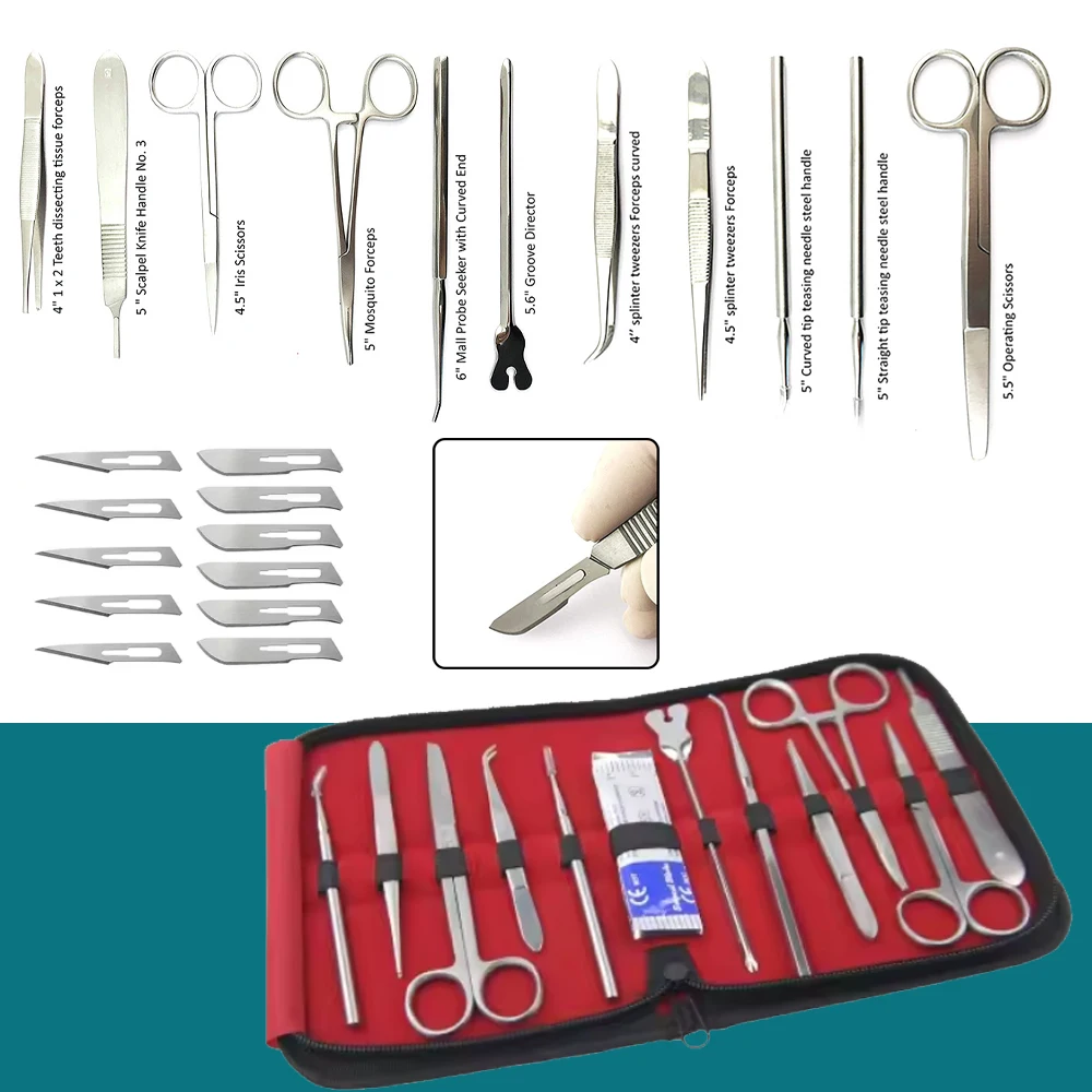 

Anatomy Teaching Equipment Stainless Steel Probe Scissors Tweezers Student Kit Educational Lab Instruments Set