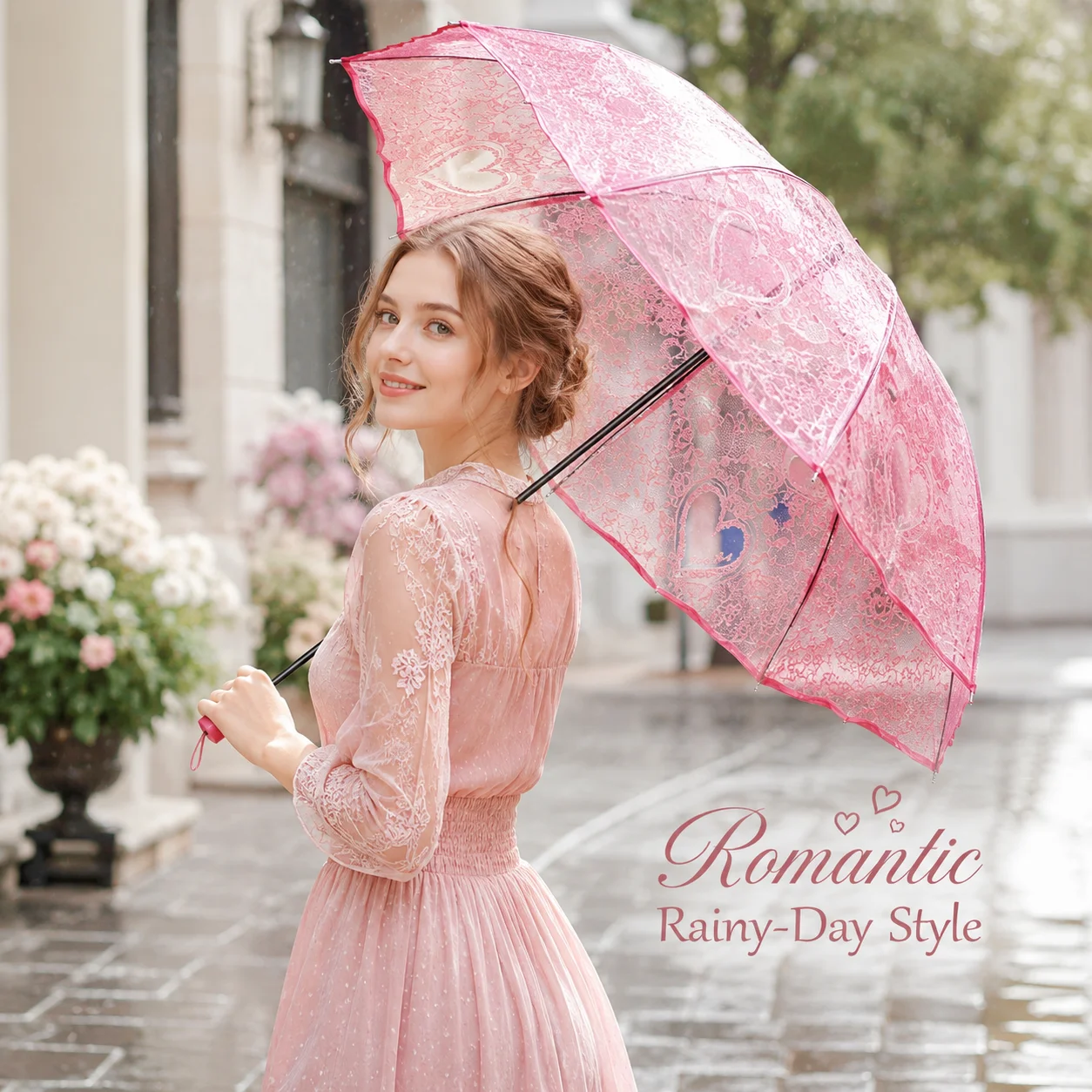 Transparent Umbrella Female Folding Lace Skirt White Goddess Internet Celebrity Umbrella Forest Creative Umbrella