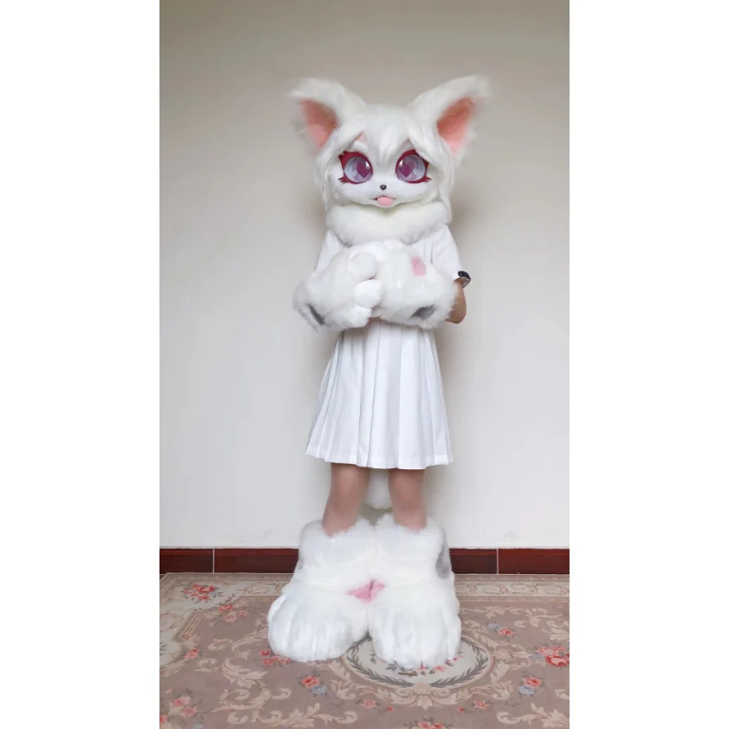 White Head and Tail Beast Furset Furset Furset Furset Doll Costume Large Event Performance and Cosplay Costume