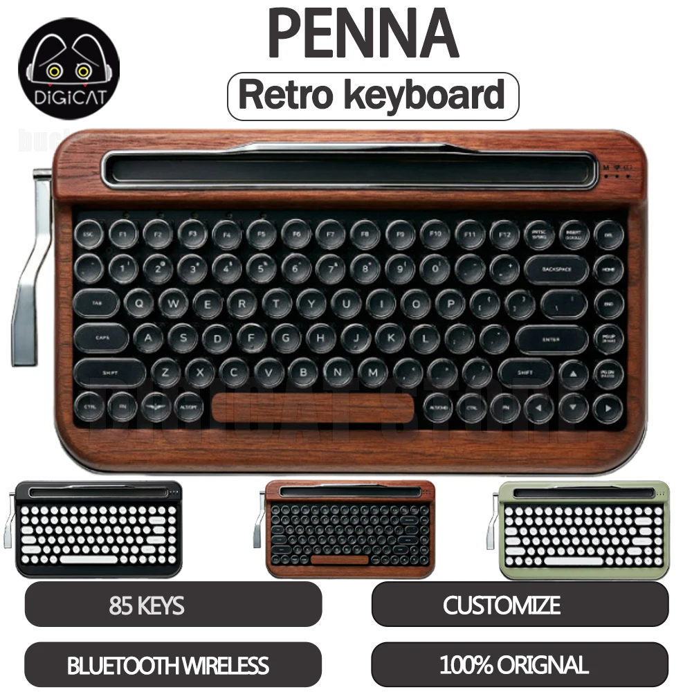 

PENNA Retro Mechanical Keyboard Bluetooth Wireless Keyboard Punk Typewriter Keyboard Customized Keyboards For Win/iOS/Android