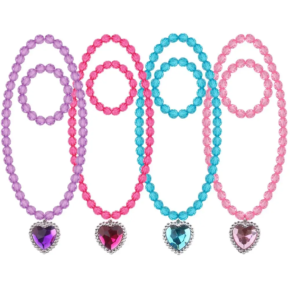 4 Sets Children's Necklace Kids Jewelry Little Girls Jewellery for Gem Bracelet Plastic Toddlers