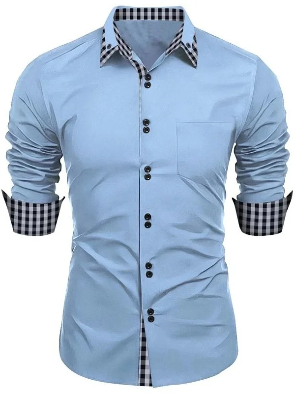 

New Classic Men's Long Sleeve Shirt Double Color PU Leather Thickened Warm Inner Wear Collar Clean Fit Style for Middle-...