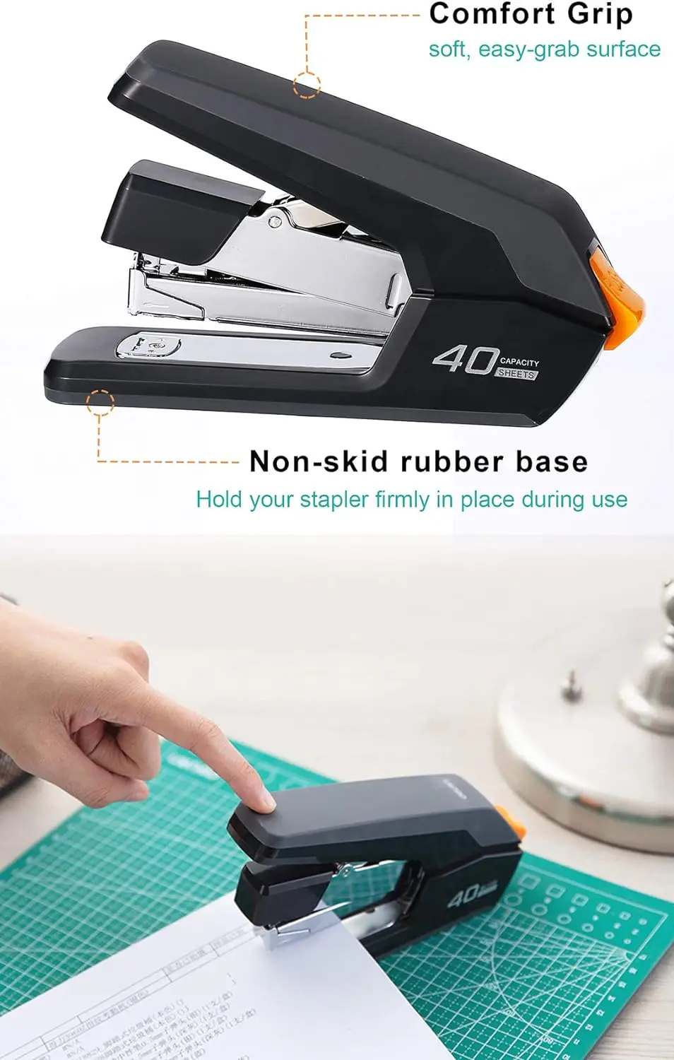 40 Sheets Heavy Duty Stapler Effortless Paper Binder School Supplies Stationery Stapler Without Staples Office Supplies