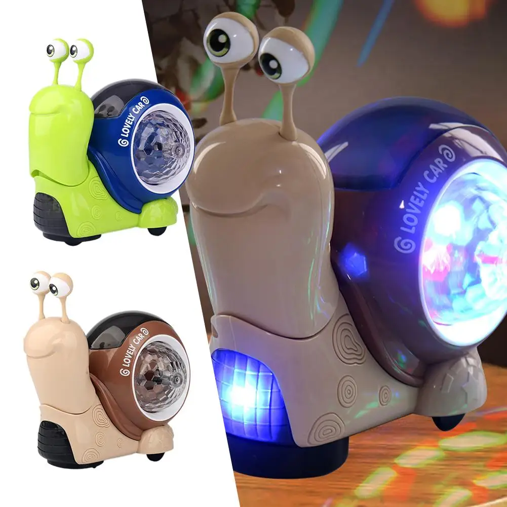 Brinquedos elétricos do caracol para crianças, caranguejos rastejando, luzes de projeção musicais interativas sensoriais Baby Walking Pet eletrônico, presente da criança