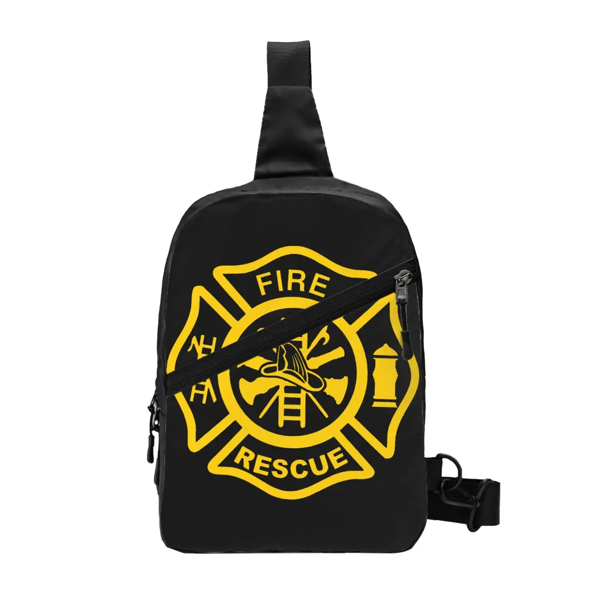 Firefighter Fire Rescue Sling Crossbody Chest Bag Men Casual Shoulder Backpack for Travel Cycling