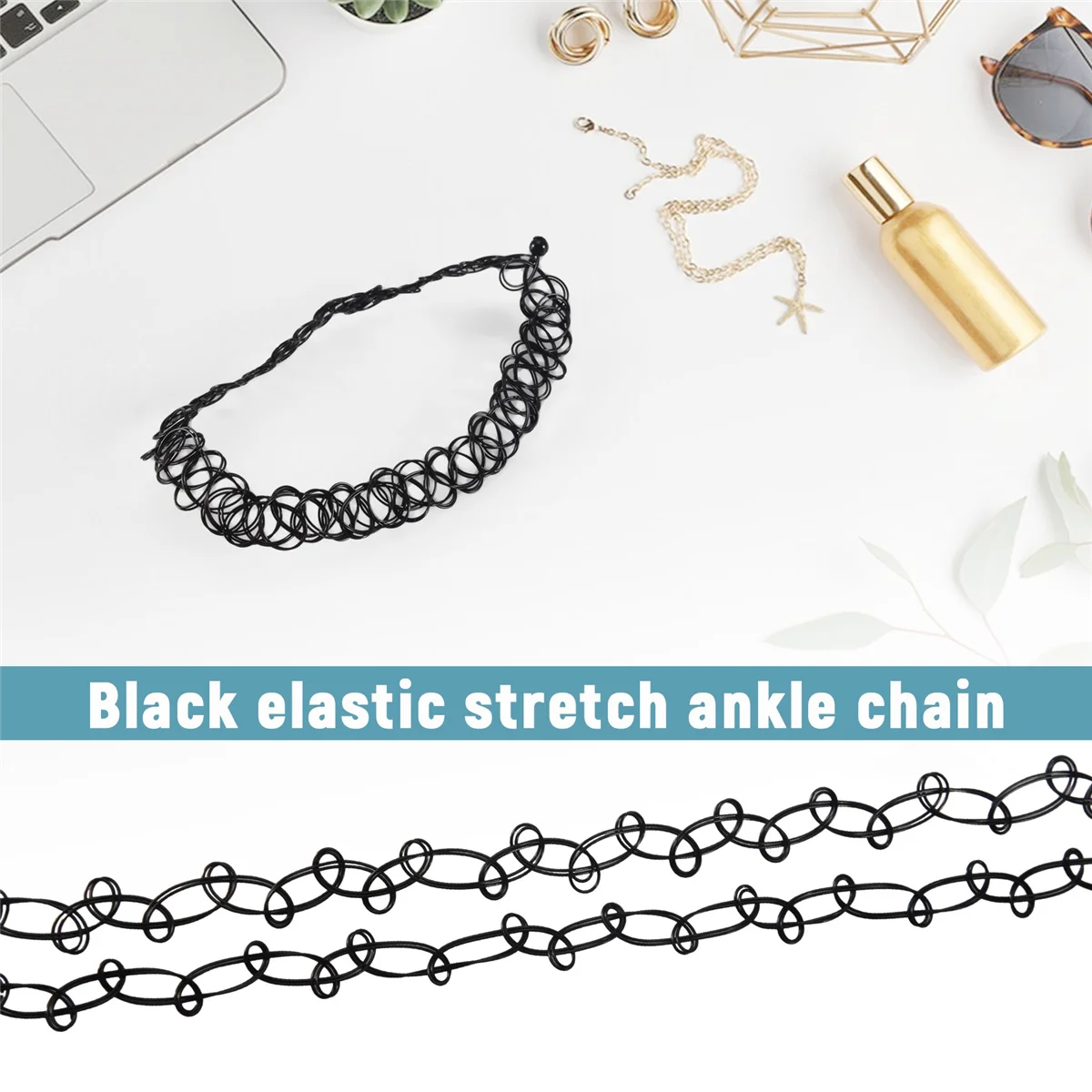 SCYA Vintage Tattoo Black Elastic Stretch Anklet Ankle Bracelet Retro Henna