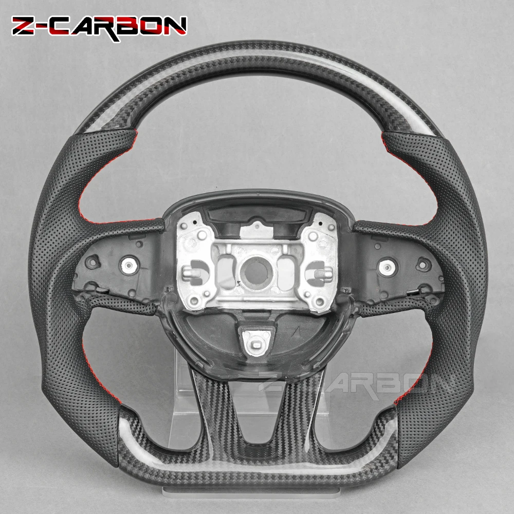 

For Dodge Challenger Charger Dry Carbon Fiber Steering Wheel Perforated Steering Wheel for Jeep Grand Cherokee SRT 2014-2024