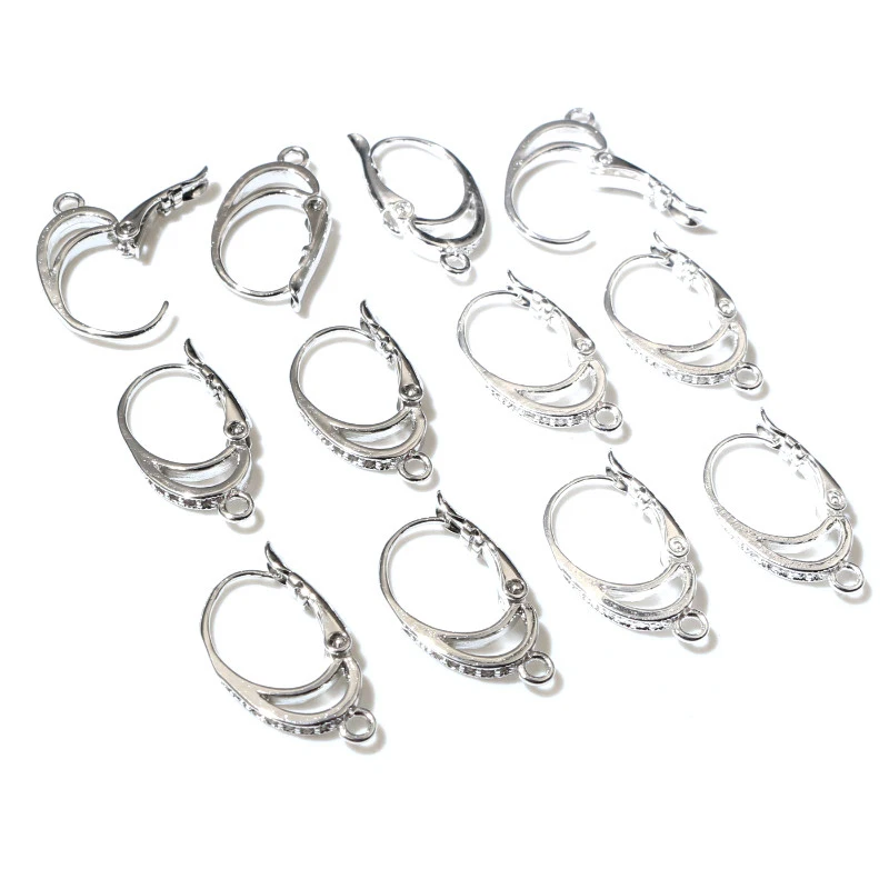 6pcs ( 3pairs) 20x11mm 밝은 실버 도금 로듐 귀 후크 귀걸이 전선 패션 쥬얼리 귀걸이