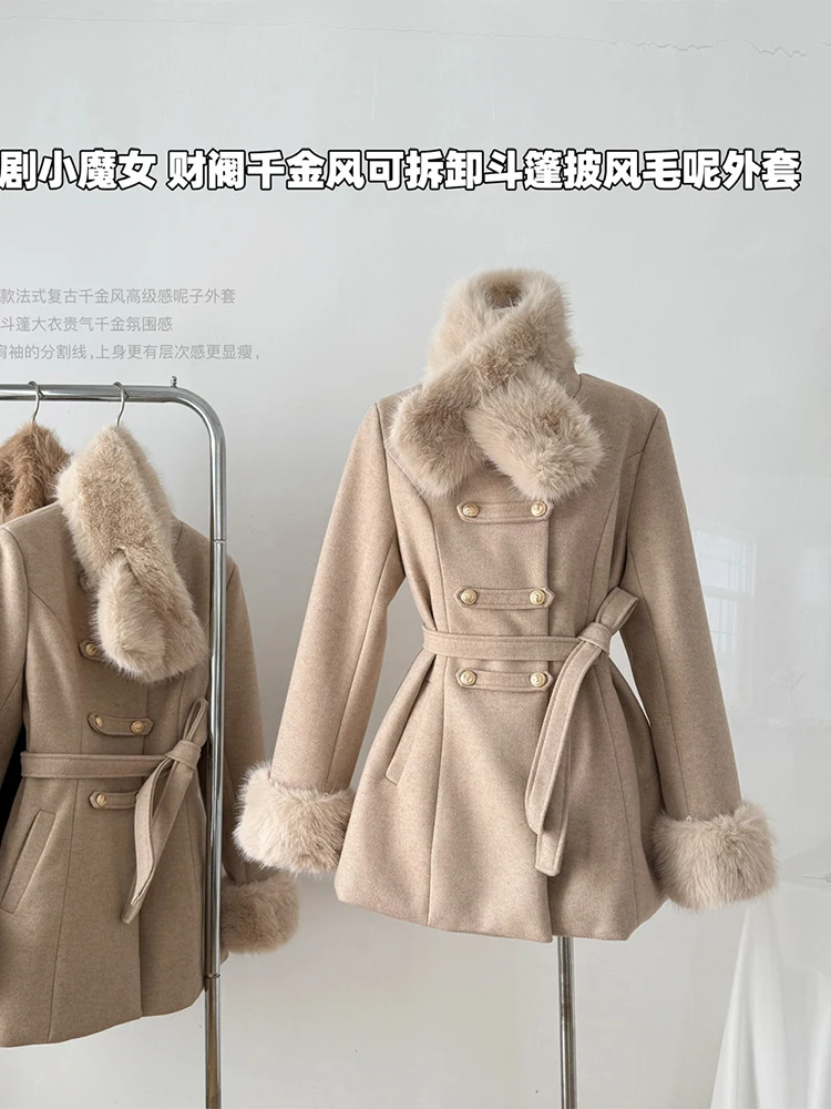 Women\'s Woolen Overcoat Fashion Warm Lapel Coat Winter Jacket Female Outerwear Vintage New in Coats & Jackets 2000s Clothes 2024