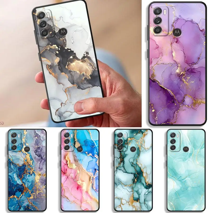 Case for Motorola Moto G52 G53 G30 G22 Edge40 G32 G51 G73 G60s G50 Edge 20 Pro 30 Lite G71 Phone Cover Colored Marble