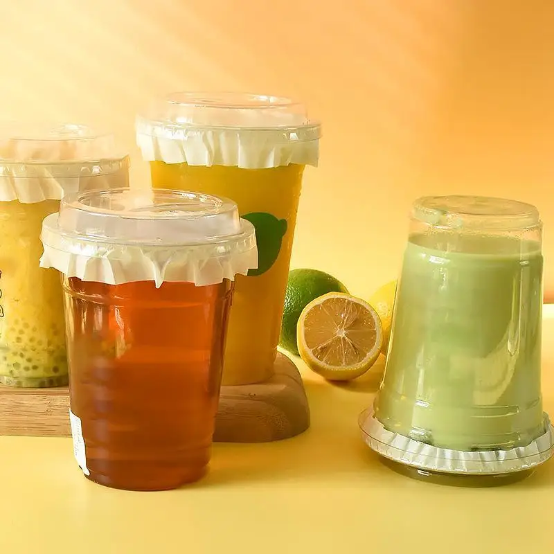【M】500Pcs Disposable Leak Proof Coffee Spill Proof Cup Sealing Papers Anti Overflow Milk Tea Anti Leakage Paper Film For Takeout