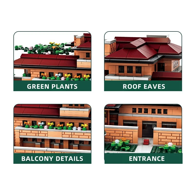 1182PCS สถาปัตยกรรมที่มีชื่อเสียงของโลก CHICAGO ROBBIN HOUSE USA Building Blocks รุ่นอิฐประกอบของเล่นอนุภาคขนาดเล็กของเล่นของขวัญ