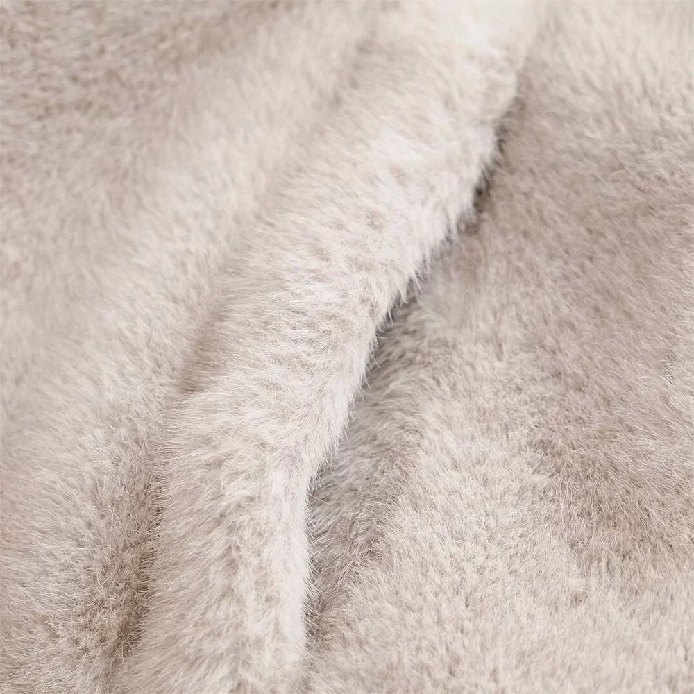 معطف فرو المنك بأكمام طويلة وجيب بأزرار فضفاضة للنساء للخريف والشتاء معطف دافئ جديد #4