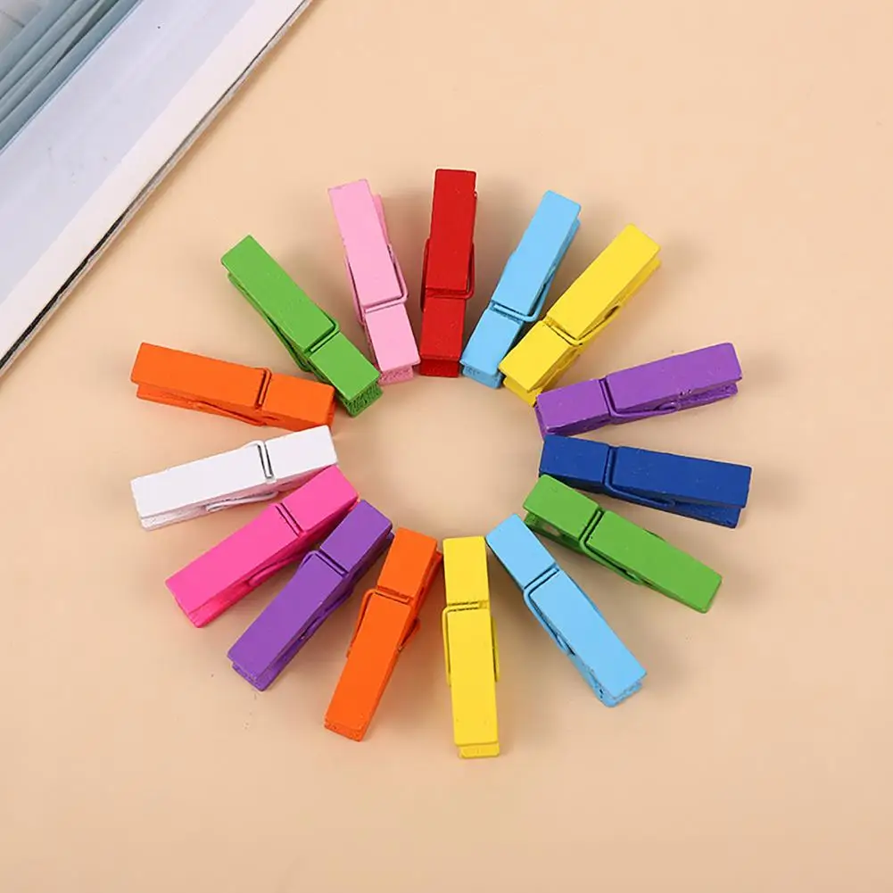 

Sturdy Clothes Pegs Vibrant 100pcs Colored Clothes Pins Durable Wooden Clothespins for Diy Crafts Strong Grip Smooth for Heavy