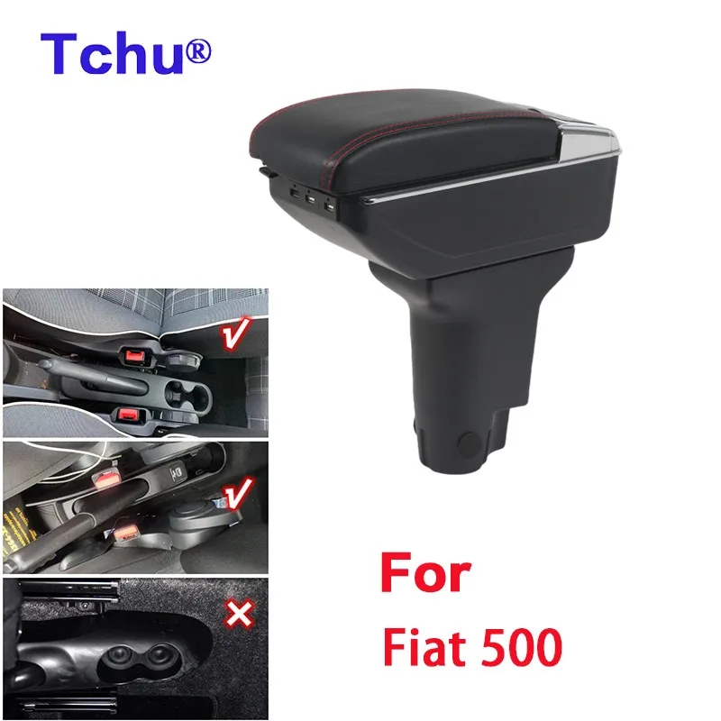 For Fiat 500 armrest box center car armrest box center storage box water cup holder ashtray USB car interior retrofit parts