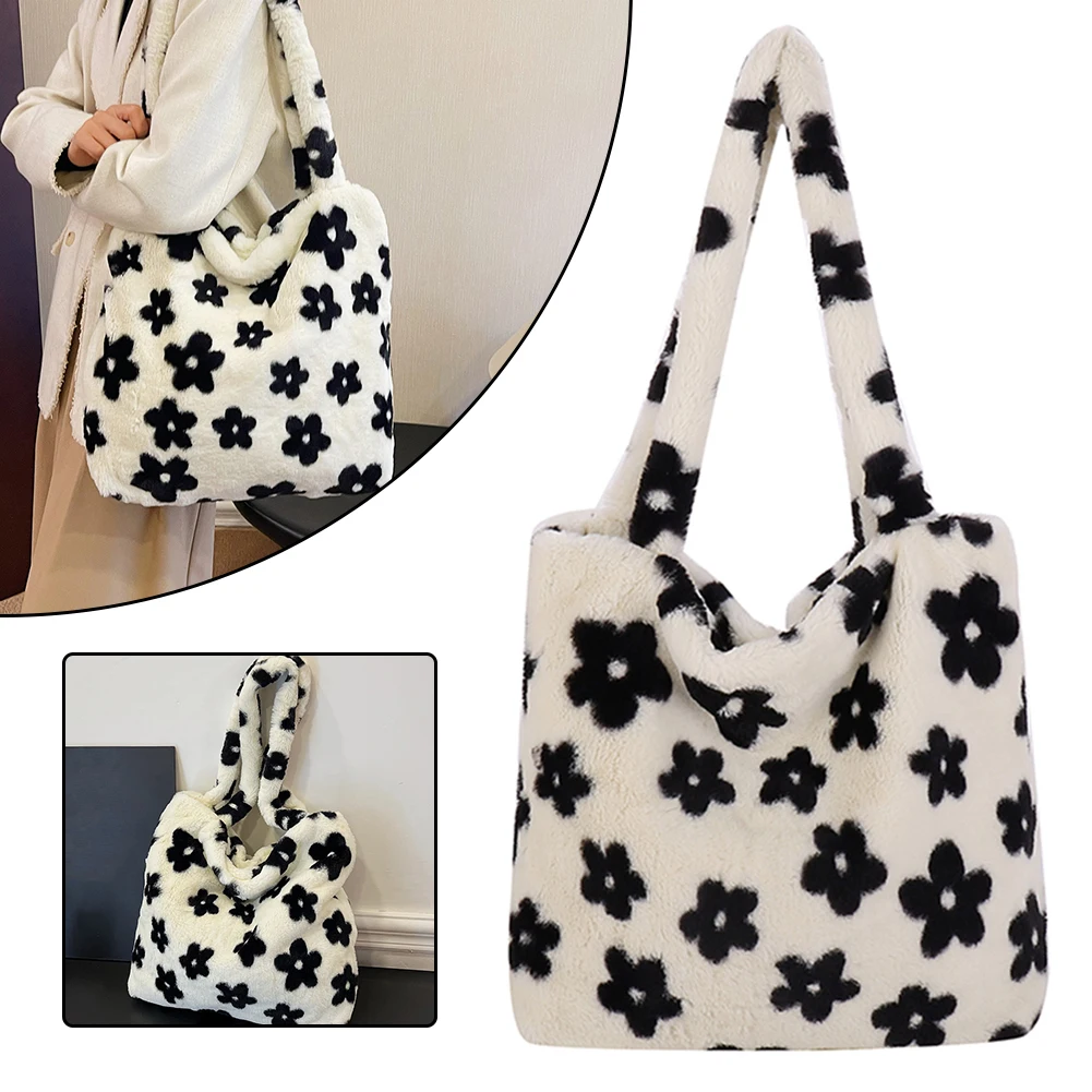 

Women Fluffy Shoulder Bag Furry Faux Fur Handbag Casual Top Handle Bag Plush Underarm Bag Fuzzy Tote Handbag Commuting Bag