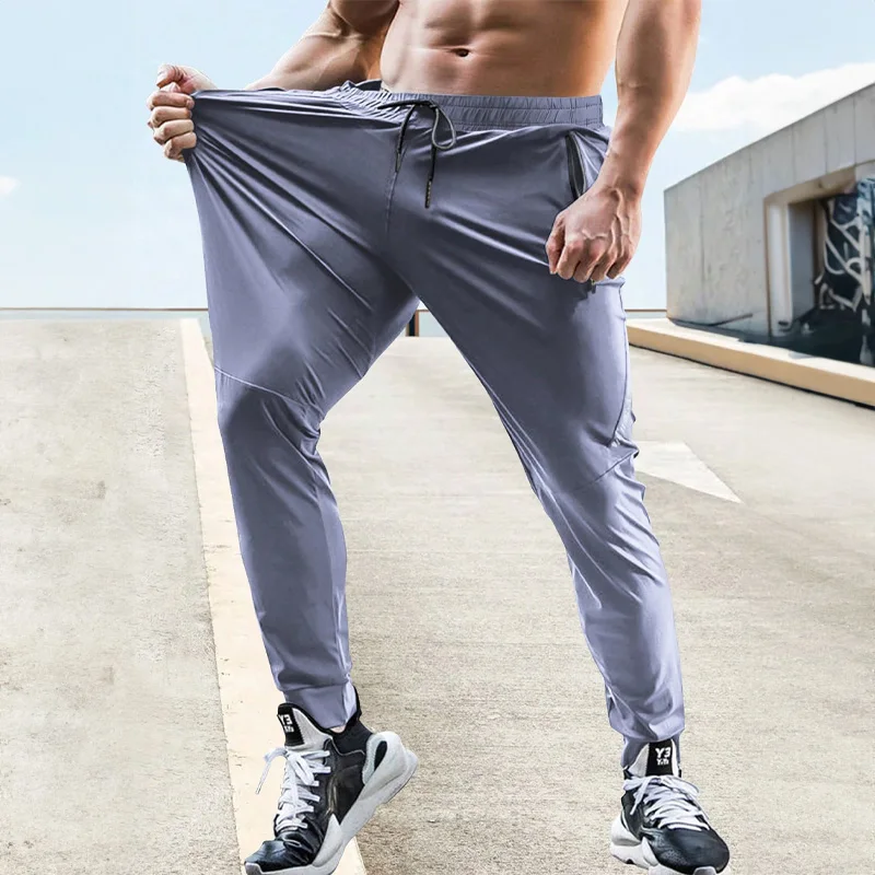 Summer Men\'s Stretch Sweatpants Elastic Waist Jogger Men\'s Pants Outdoor Training Fitness Breathable Pants Men\'s Casual Pants