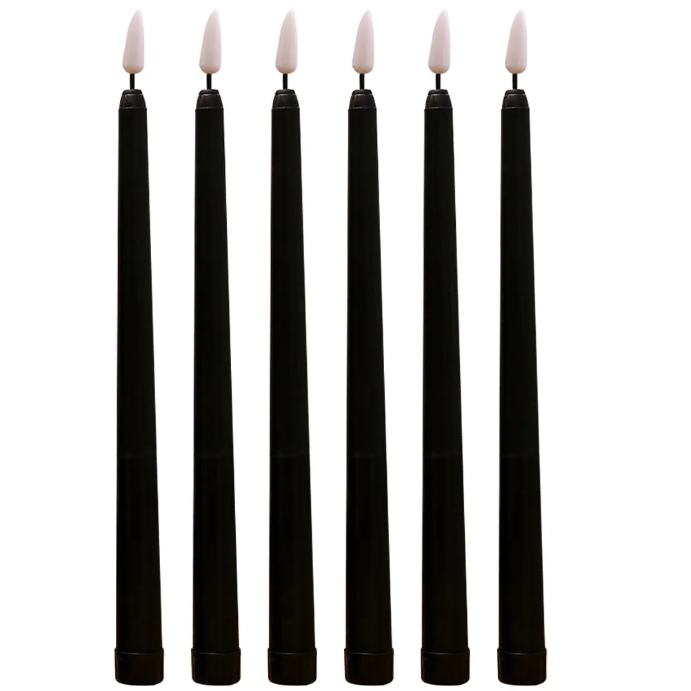

Набор из 6 беспламенных светодиодных конических свечей для декоративного освещения на Рождество, для стола, камина, книжной полки, прихожей