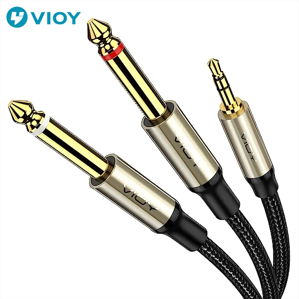 

1/8 To 1/4 Stereo Cable 3.5mm TRS To Dual 6.35mm 1/4 TS Mono Y Splitter Audio Cord Adapter for IPhone PC Sound Card Mixer Etc