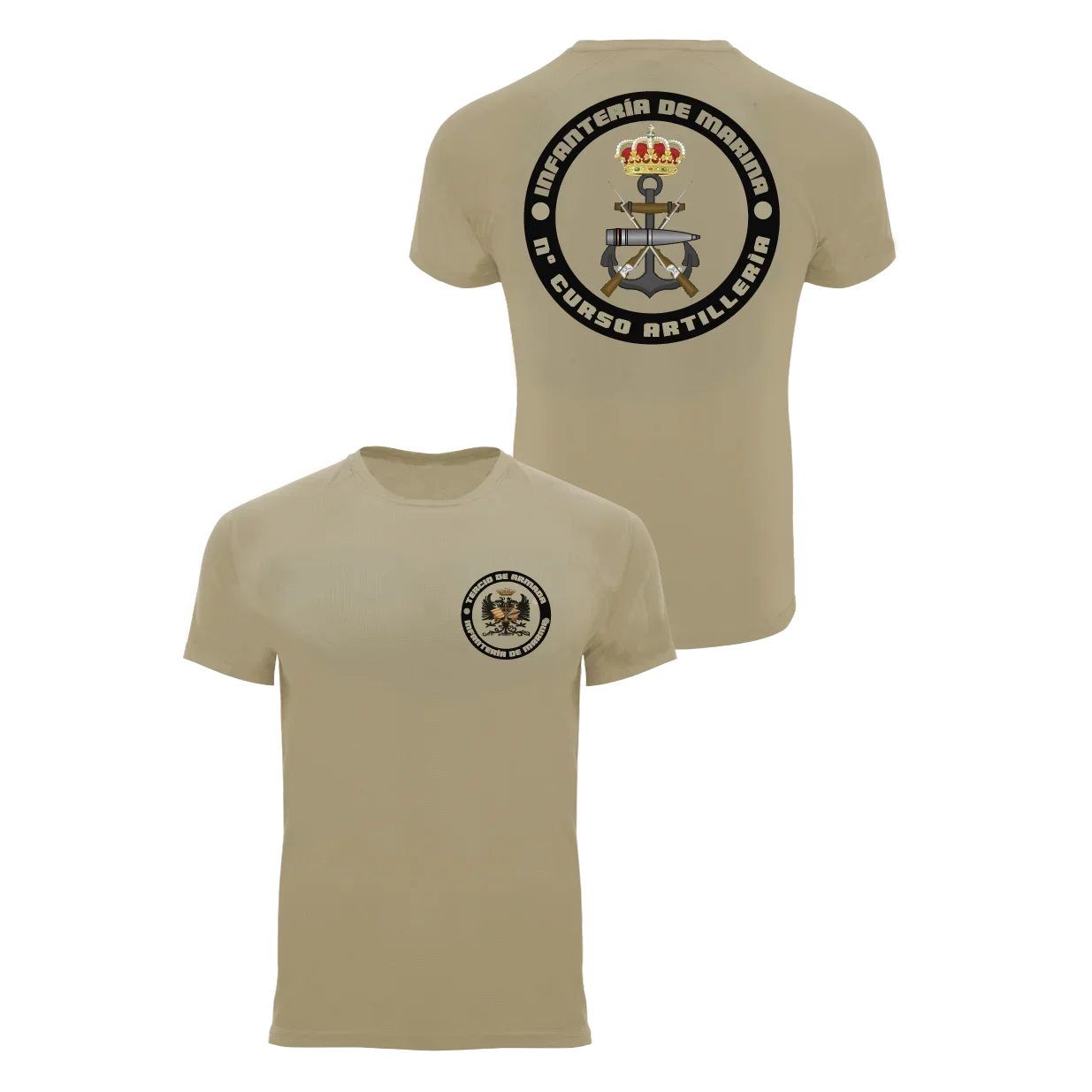 Curso Artillería Infantería De Marina-Camiseta del Cuerpo De Marines españoles manga corta Casual 100% algodón cuello redondo verano camiseta para hombre