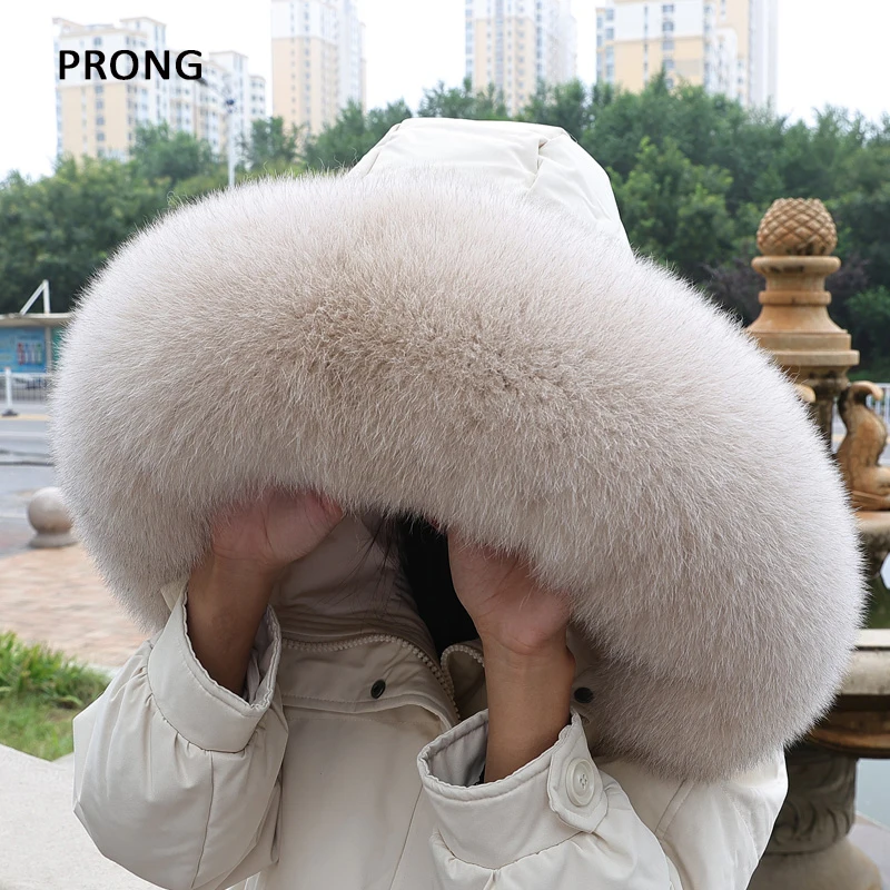 100% Real Fox Fur Collar Winter Down Coat Jacket Hood Decoration Fur Collar Women Warm Luxury Collar Scarves