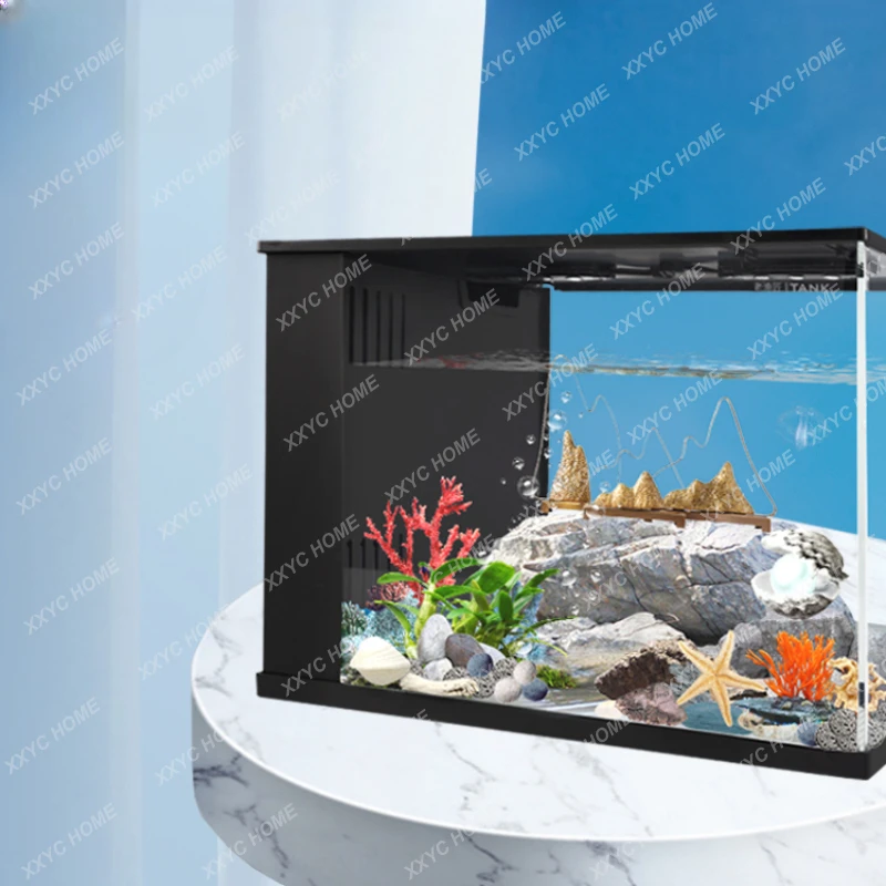 

Small Fish Tank Living Room Small Floor Ecological Aquarium Turtle Special Cylinder Fish Globe