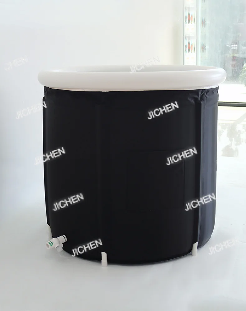 

Black Bubble Bath Bucket Adult Household Folding Bath Bucket PVC Inflatable SPA Ice Bath Ice Therapy Double Layer Lid