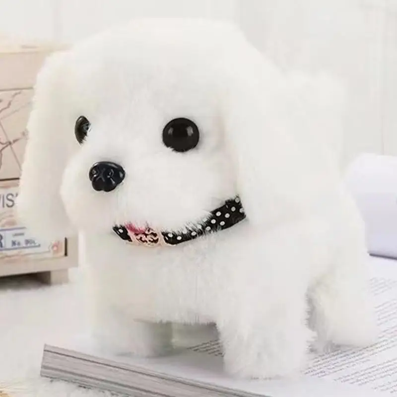 Electronic Walking and Barking Plush Dog Toy Cute Puppy Interactive Robot Toy Automatic Moving Electric Plush Doll Gift For Kids