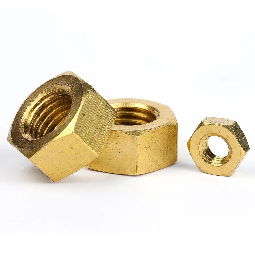 1-50pcs Metric Brass Copper Coarse Thread Hexagon Nut Fasteners M1 M1.2 M1.4 M2 M2.5 M3 M3.5 M4 M5 M6 M8 M10 M12 M14 M16 M20 M22